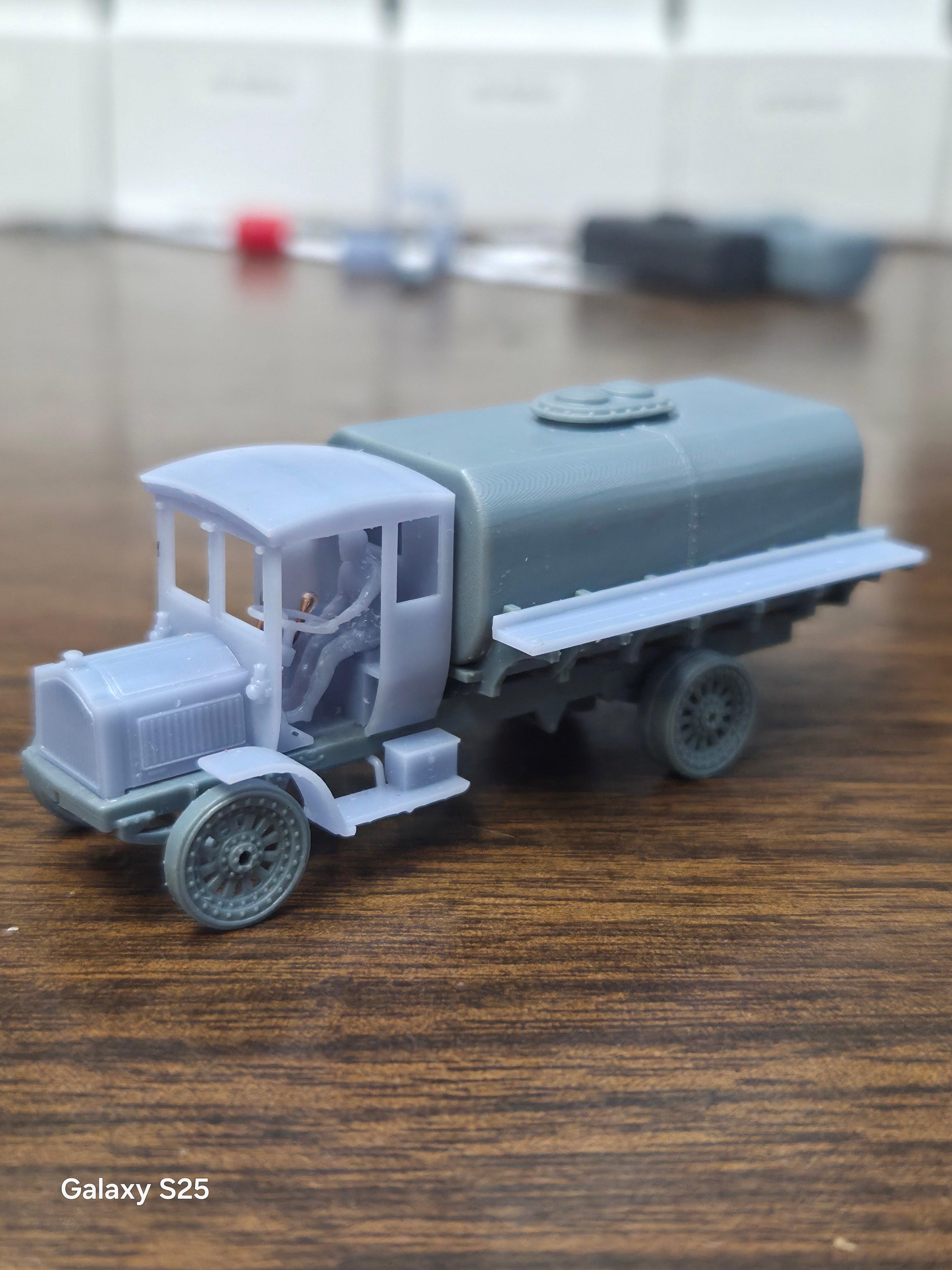 Packard tanker resin detail — layout close-up
